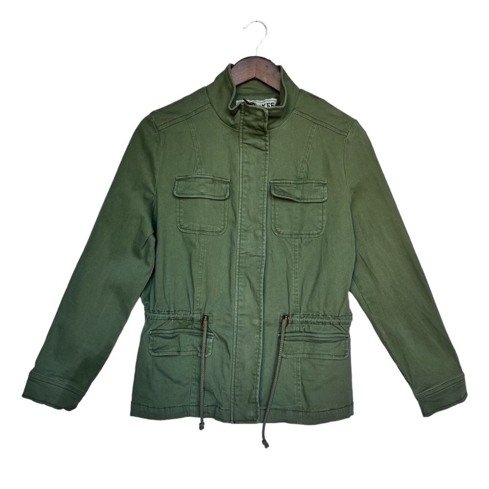 Cherokee Army Green Military Jacket Fitted Utility Size Medium Cotton Stretch